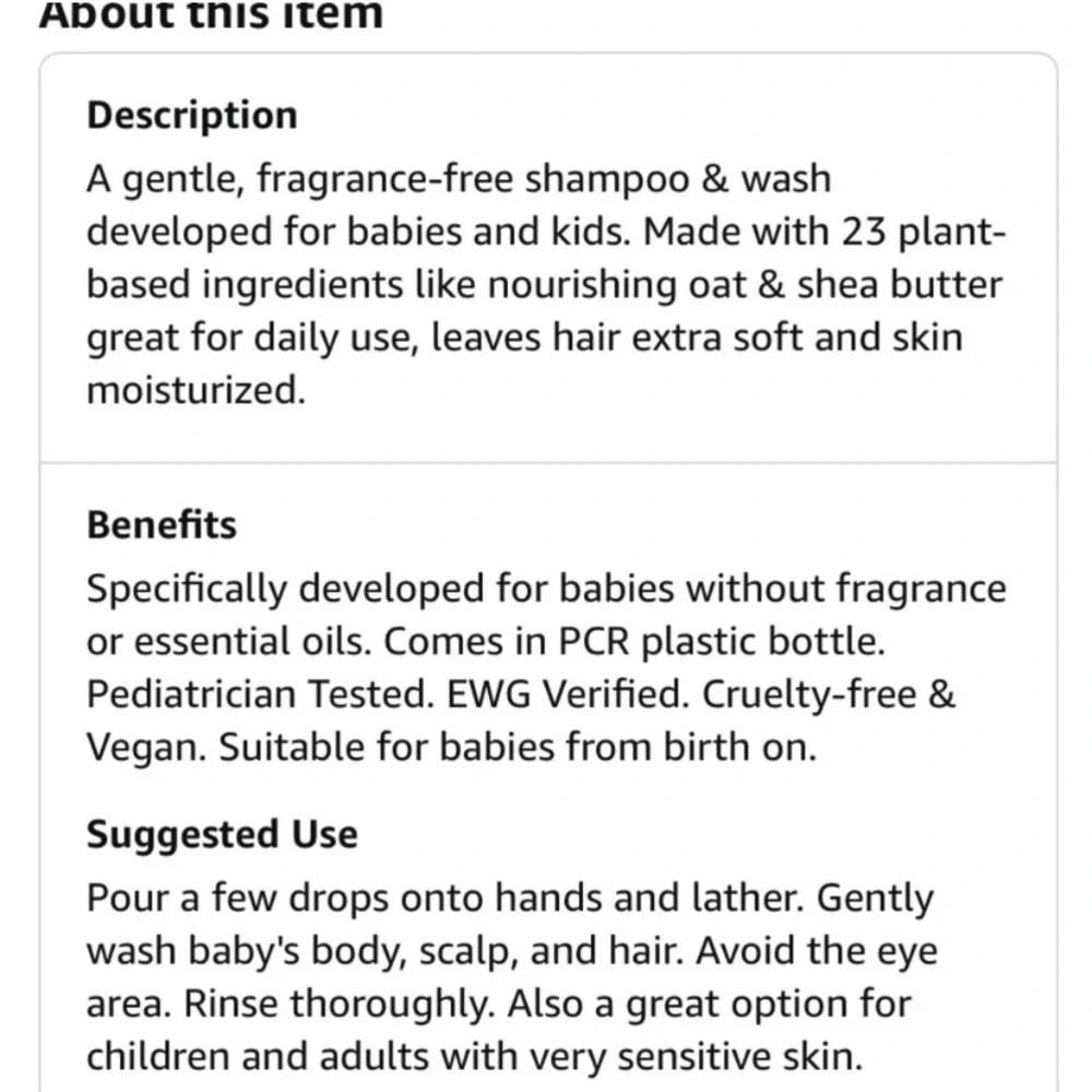 Babo Botanicals Sensitive Baby Shampoo and Wash Shea Butter Aloe Vera